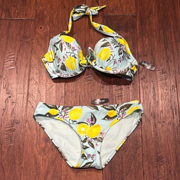 NWT! ADOREME 32DDD Top Small Bottom Citrus Print Bikini Set - Picture 8 of 8